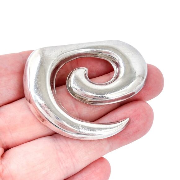 Vintage Sterling Silver 925 Modernist Spiral Brooch Pin - Picture 1 of 8